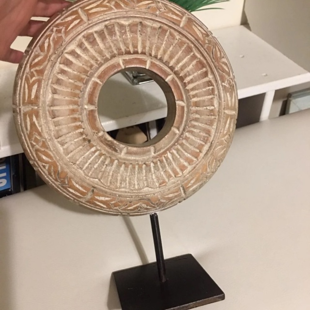 Round Carved Wood Sculpture - Picture 8 of 9